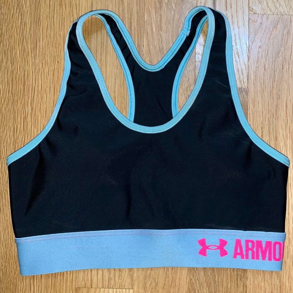 Under Armour black/baby blue sports bra